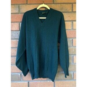 Vintage Nordstrom V-Neck Lambswool Sweater Long Sleeve |‎ Green | Mens L Tall